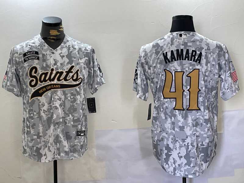 Mens New Orleans Saints #41 Alvin Kamara Arctic Camo 2024 Salute to Service Stitched Baseball Jersey->new orleans saints->NFL Jersey